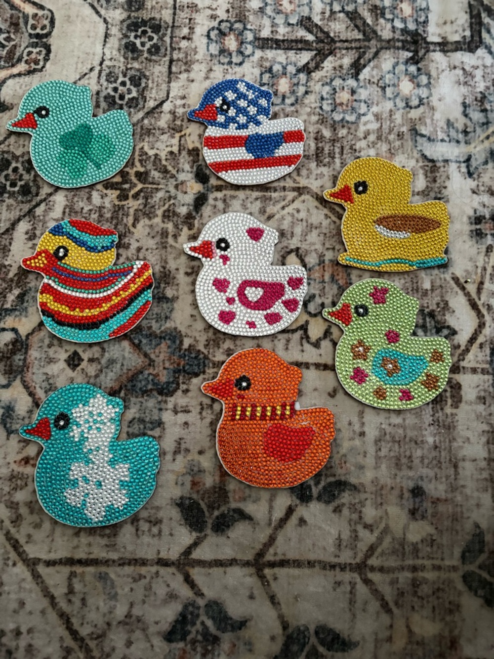 Colorful rhinestone Duck coaster Set - Multicolor
